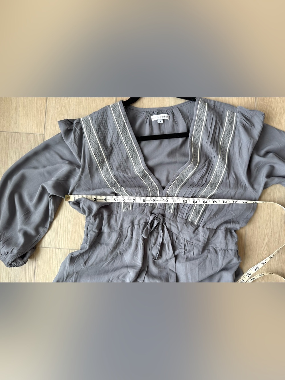 Baltic Born Amelia Boho Peasant Cottagecore Maxi Dress Gray Sz M - Picture 11 of 13